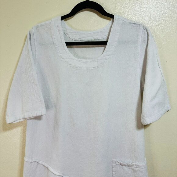 BOHO Women's Asymmetrical Raw Edge Hem Coverup/Dress Front Pocket Size M - Picture 2 of 5